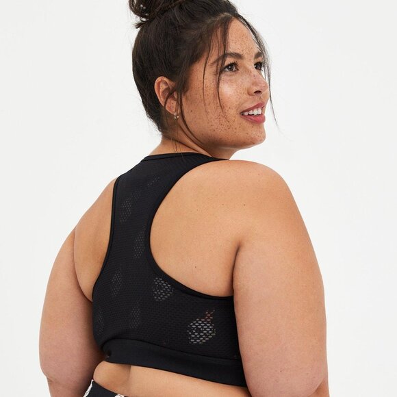 TORRID Low-Impact Wireless Mesh Overlay Active Sports Bra - Skull Black - Size 0 - Picture 3 of 9